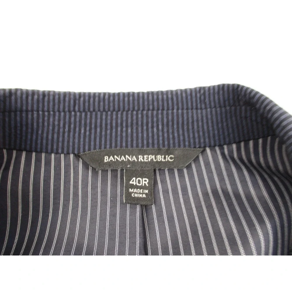 Banana Republic Marzotto Blazer Mens 40R Blue Seersucker Wool Silk Sport Coat